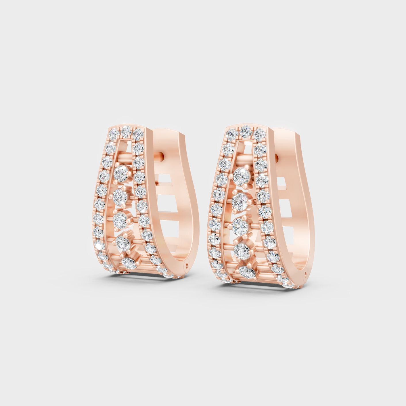 Rose Gold Round Diamond Hoop Earrings 0.53 Ct Everyday Elegant Jewelry