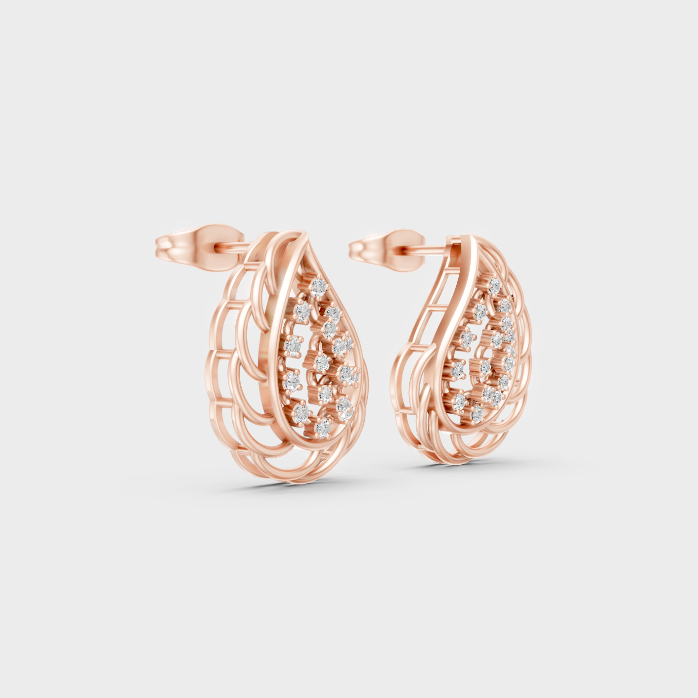 Rose Gold Round Diamond Stud Earrings 0.14 Ct Each Ethical Lab Grown Jewelry