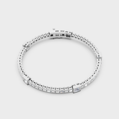 Platinum Diamond Tennis Bracelet Princess And Round 4.42 Ct High End Design