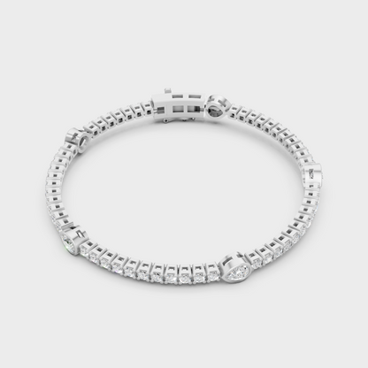 Platinum Diamond Tennis Bracelet Pear And Round 4.42 Ct High End Design