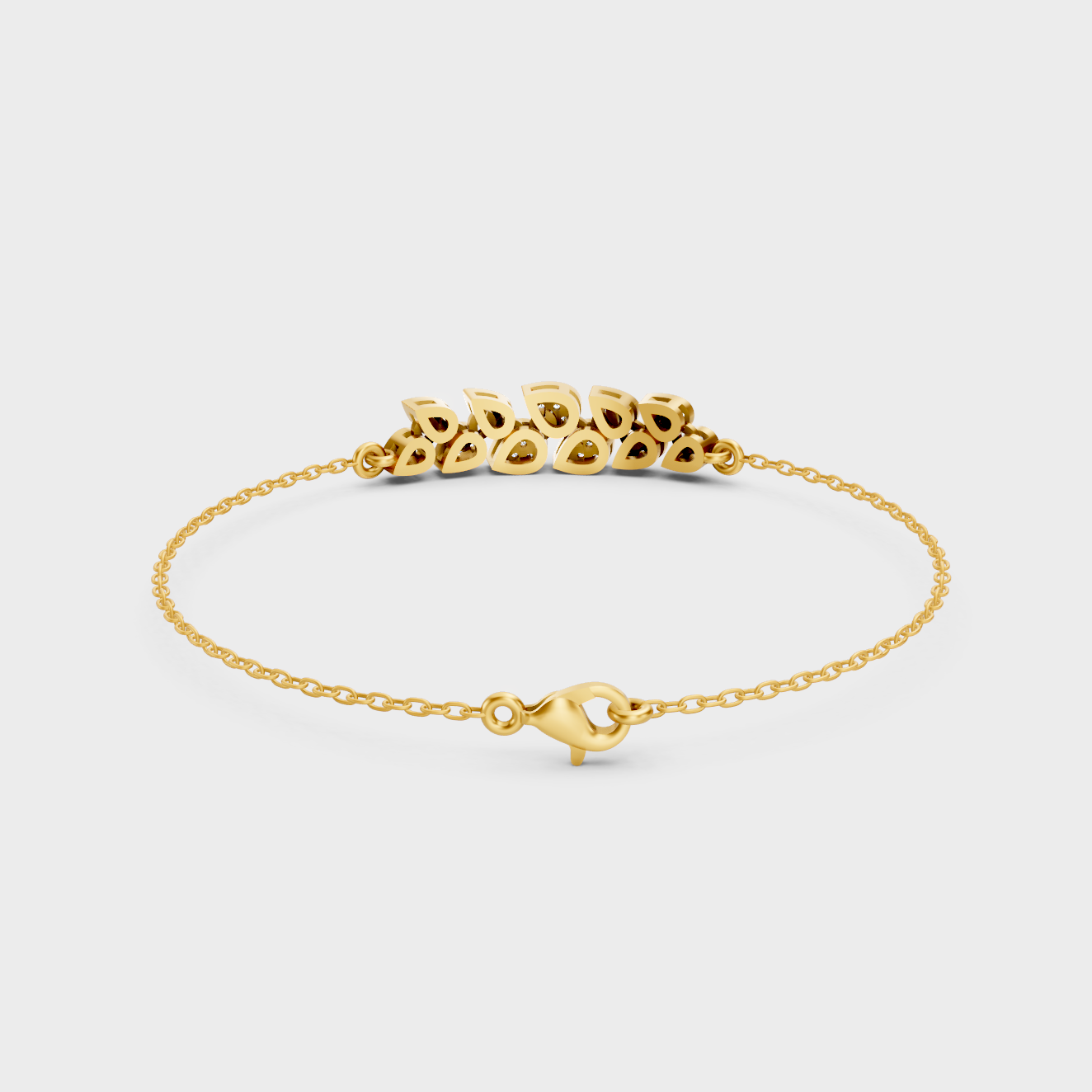 9K 14K 18K Yellow Gold Round Diamond Chain Bracelet 0.24 Ct Lab Grown Fine Jewelry