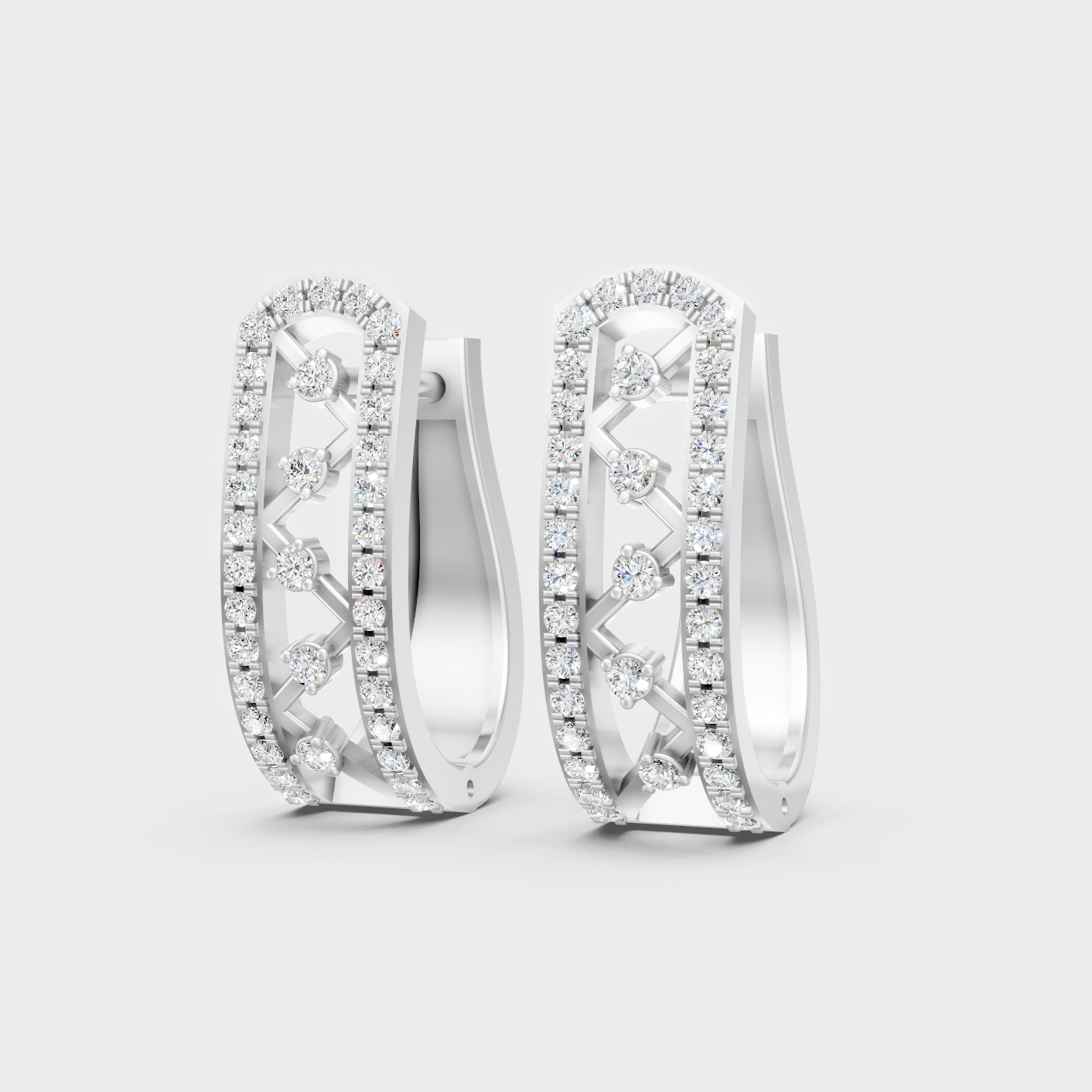 White Gold Round Diamond Hoop Earrings 0.39 Ct Lab Grown Timeless Style
