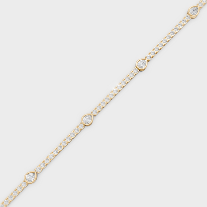 Yellow Gold Pear Cut Diamond Tennis Bracelet 4.42 Ct Lab Created Sparkling Luxury