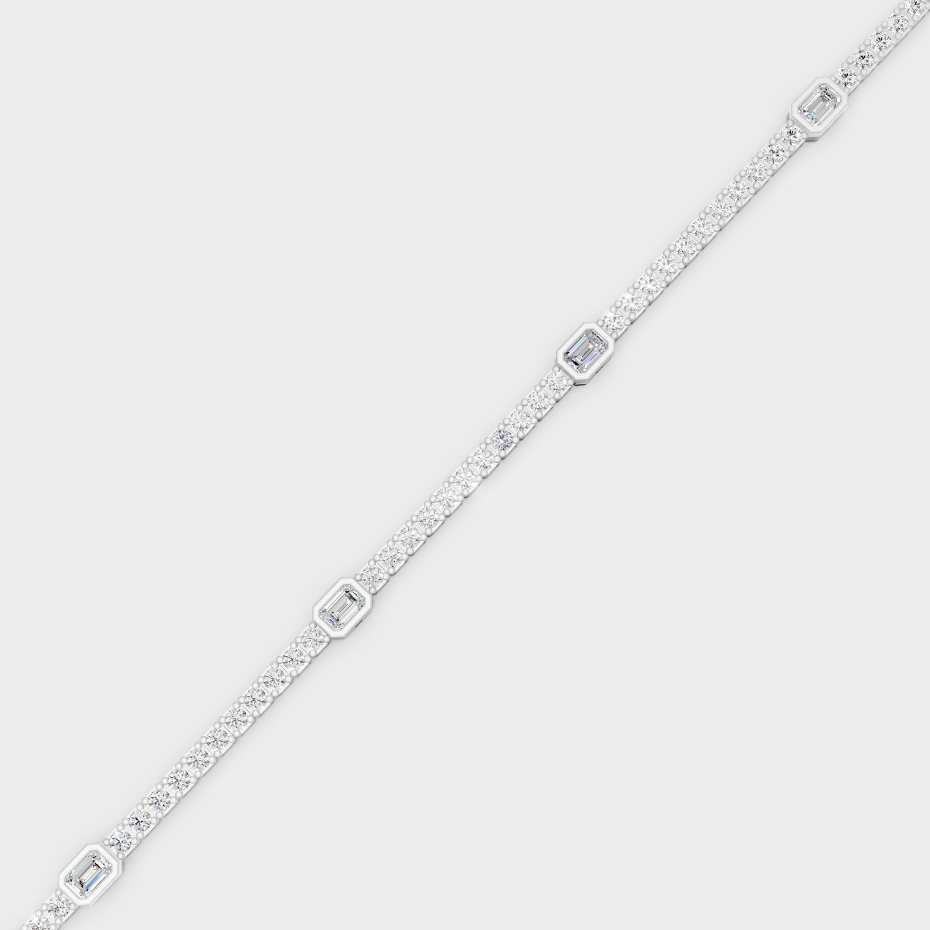 White Gold Emerald Round Diamond Tennis Bracelet 4.42 Ct Modern Luxury