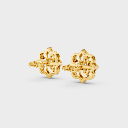 Yellow Gold Lab Grown Round Diamond Stud Earrings 0.58 Ct Luxury Gift Jewelry
