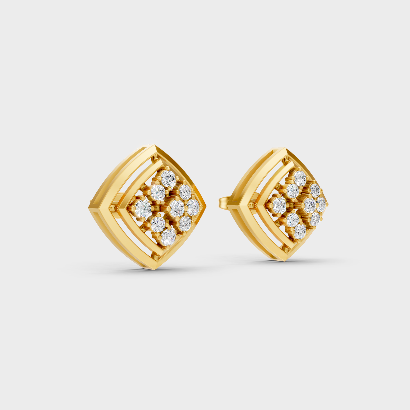 Yellow Gold Round Cut Diamond Stud Earrings 0.64 Ct Lab Created Brilliant Sparkle