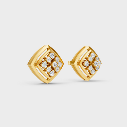 Yellow Gold Round Cut Diamond Stud Earrings 0.64 Ct Lab Created Brilliant Sparkle