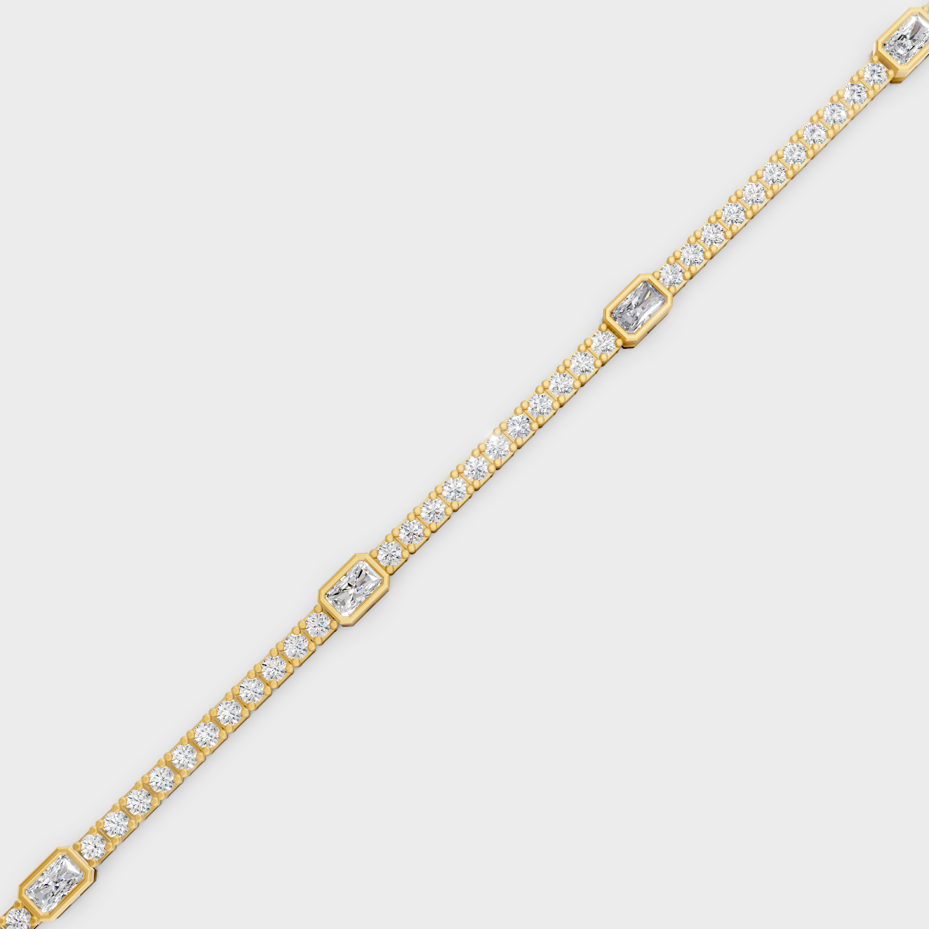 Yellow Gold Radiant Cut Diamond Tennis Bracelet 4.42 Ct Lab Created Sparkling Design