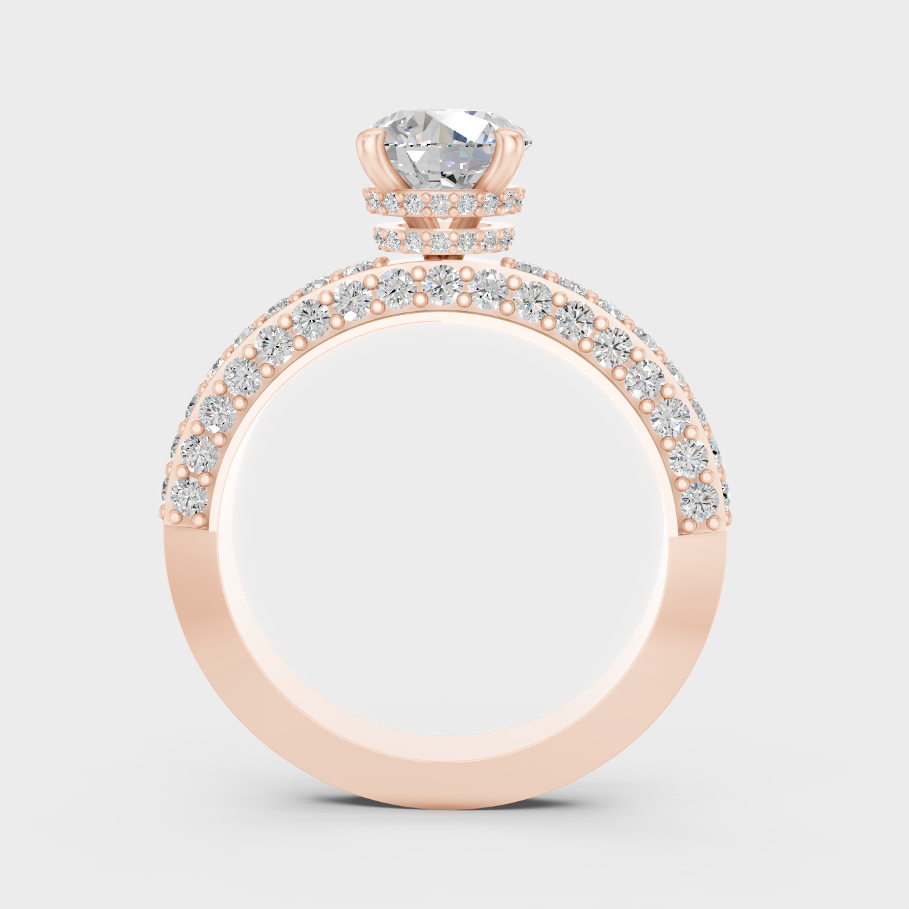 Rose Gold Round Lab Grown Diamond Hidden Halo Ring Elegant Style
