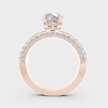 Rose Gold Round Lab Grown Diamond Hidden Halo Ring Elegant Style