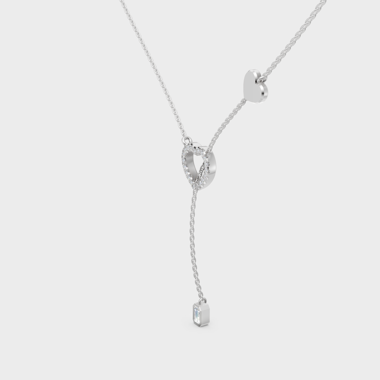 White Gold Emerald And Round Lab Diamond Pendant For Sophisticated Eco-Friendly Luxury