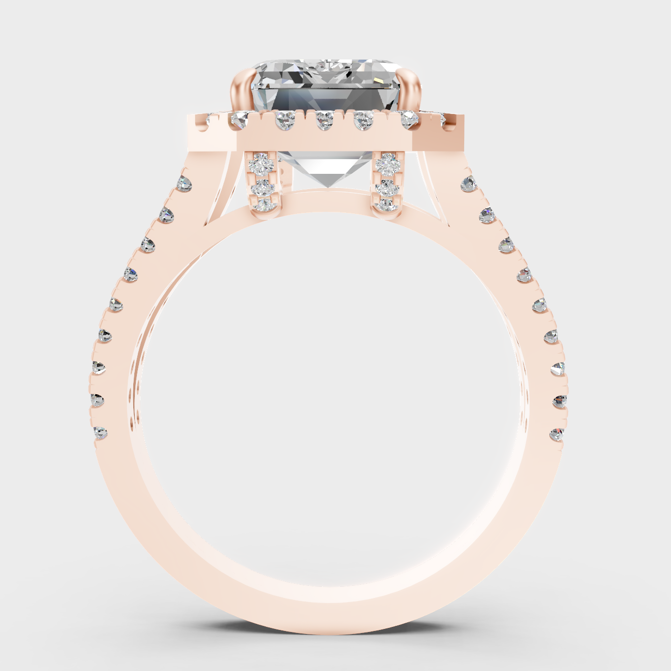 Rose Gold Luxury Emerald Diamond Halo Jewelry