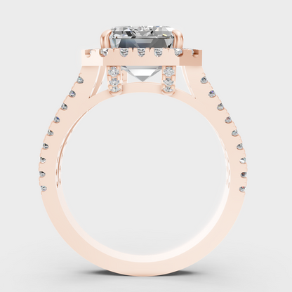 Rose Gold Luxury Emerald Diamond Halo Jewelry