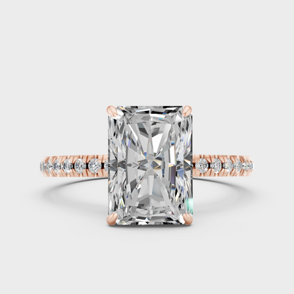 Contemporary Radiant Lab Diamond Ring In Rose Gold Elegant Setting