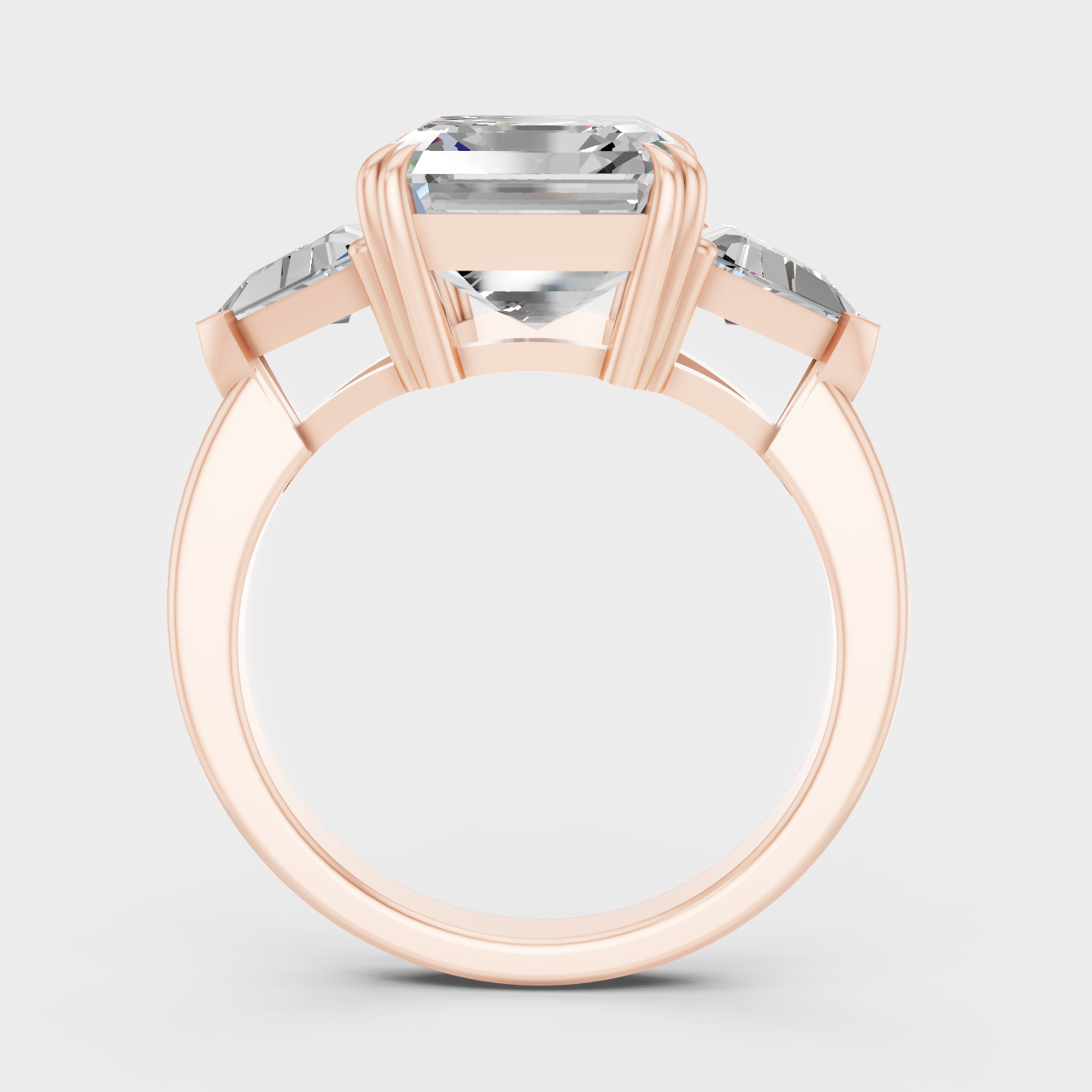 Rose Gold Luxury Square Emerald Diamond Jewelry