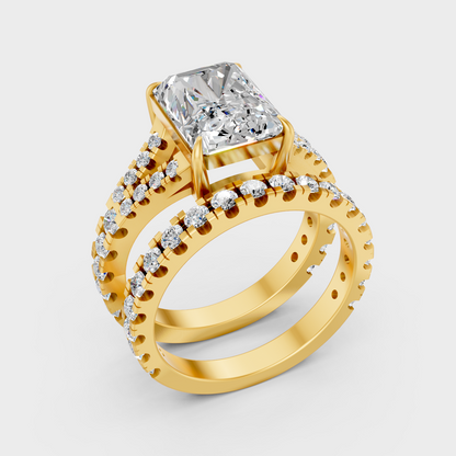 3.7 Ct Radiant Diamond Ring Set In Yellow Gold Fine Jewelry