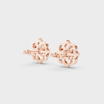 Rose Gold Round Diamond Stud Earrings 0.58 Ct Ethical Sparkle Jewelry