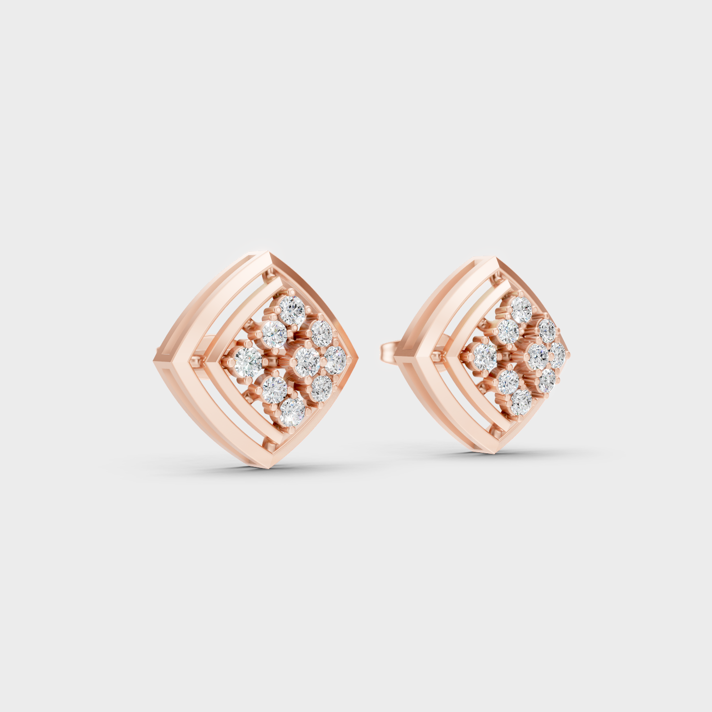 Rose Gold Round Diamond Stud Earrings 0.32 Ct Each Ethical Lab Grown Jewelry
