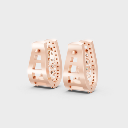Rose Gold Round Diamond Hoop Earrings 0.53 Ct Ethical Sparkle Jewelry