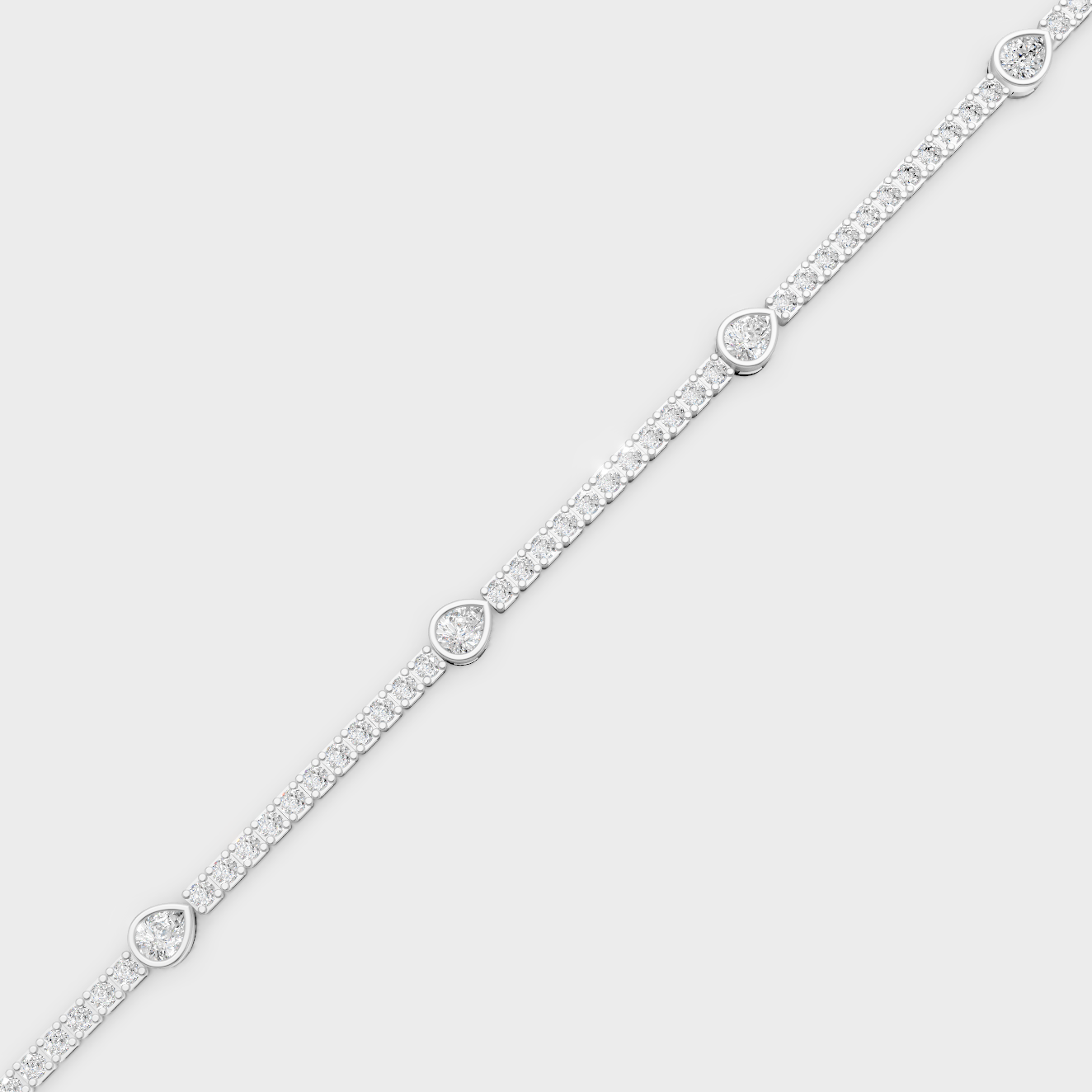 White Gold Pear Round Diamond Tennis Bracelet 4.42 Ct Modern Luxury
