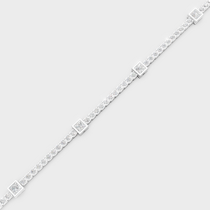 White Gold Princess Round Diamond Tennis Bracelet 4.42 Ct Modern Luxury