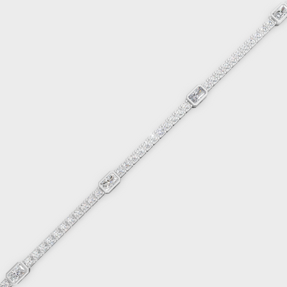 Platinum 950 Radiant And Round Diamond Tennis Bracelet 4.42 Ct Ethical Luxury Jewelry