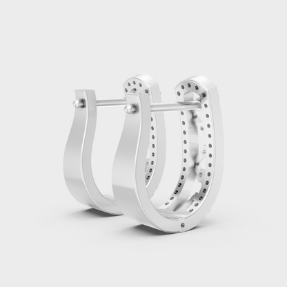 White Gold Classic Round Diamond Hoop Earrings 0.39 Ct Certified Fine Jewelry