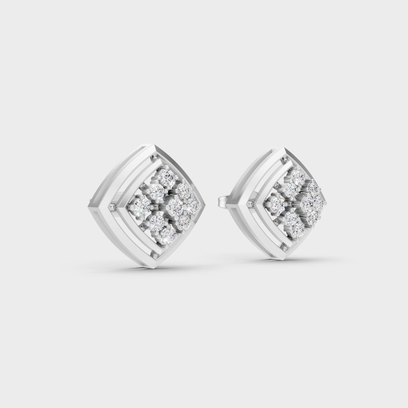 White Gold Round Diamond Stud Earrings 0.64 Ct Modern Luxury Style