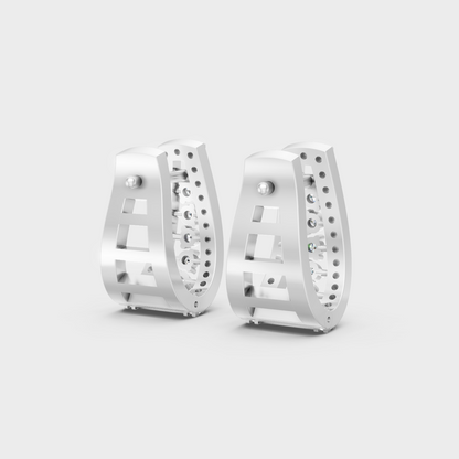 White Gold Classic Round Diamond Hoop Earrings 0.53 Ct Certified Fine Jewelry