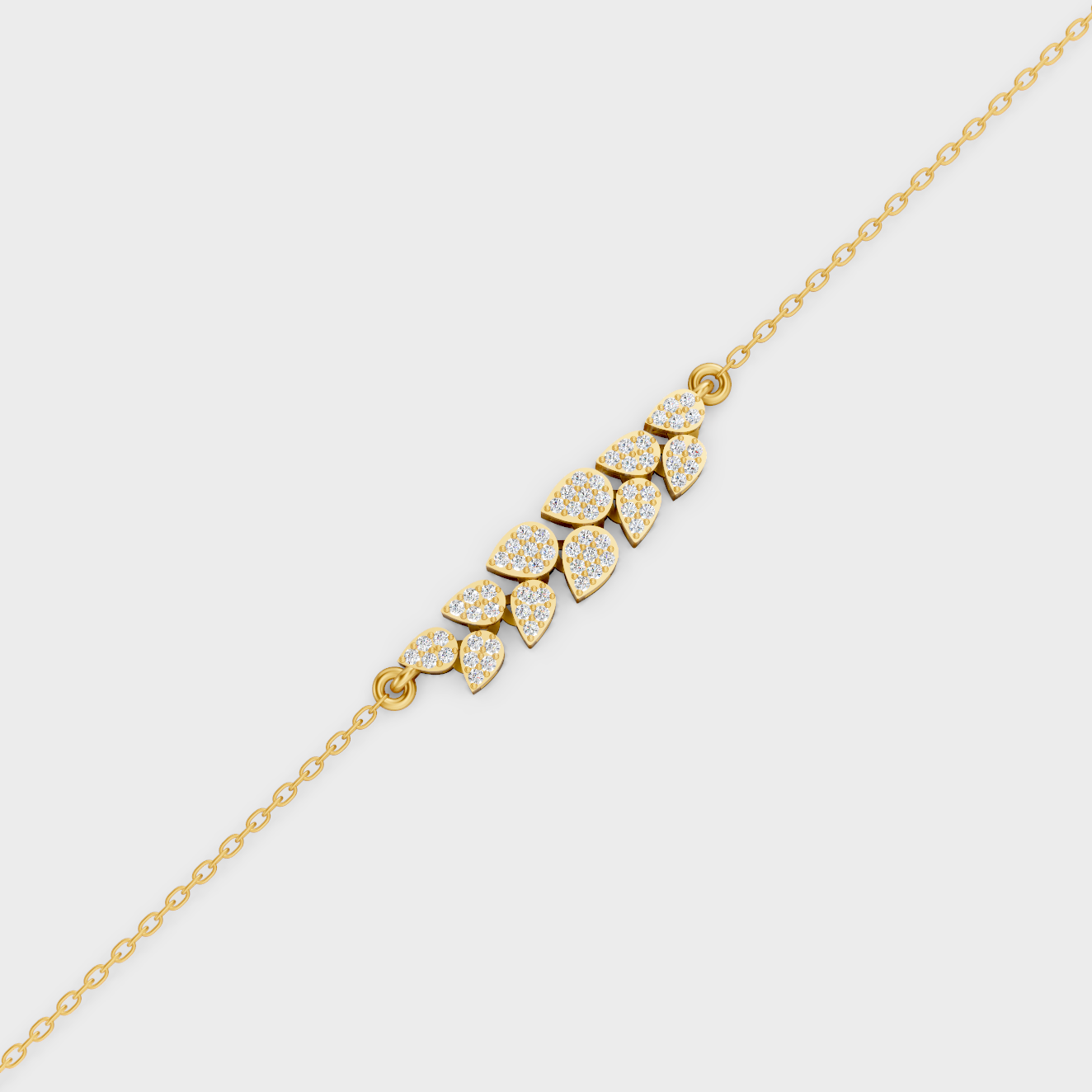 Yellow Gold Round Cut Diamond Chain Bracelet 0.24 Ct Lab Created Subtle Sparkle
