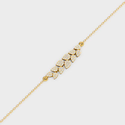 Yellow Gold Round Cut Diamond Chain Bracelet 0.24 Ct Lab Created Subtle Sparkle