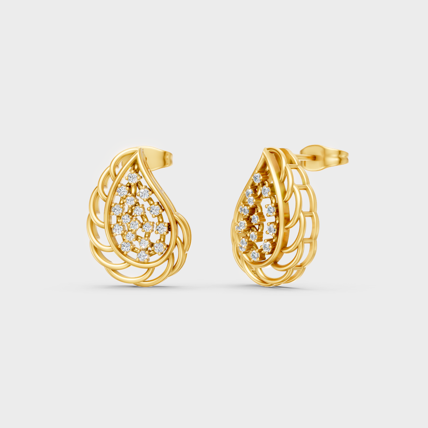 0.28 Ct Total Round Lab Grown Diamond Stud Earrings In Yellow Gold Elegant Jewelry