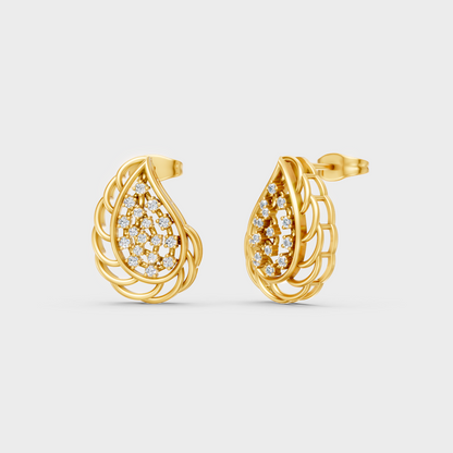 0.28 Ct Total Round Lab Grown Diamond Stud Earrings In Yellow Gold Elegant Jewelry