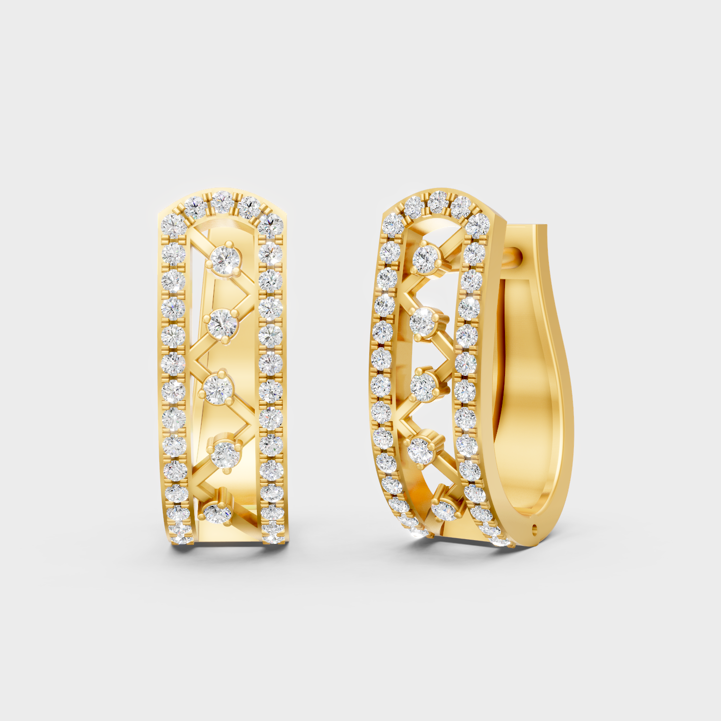 0.39 Ct Total Round Lab Grown Diamond Hoop Earrings In Yellow Gold Elegant Jewelry