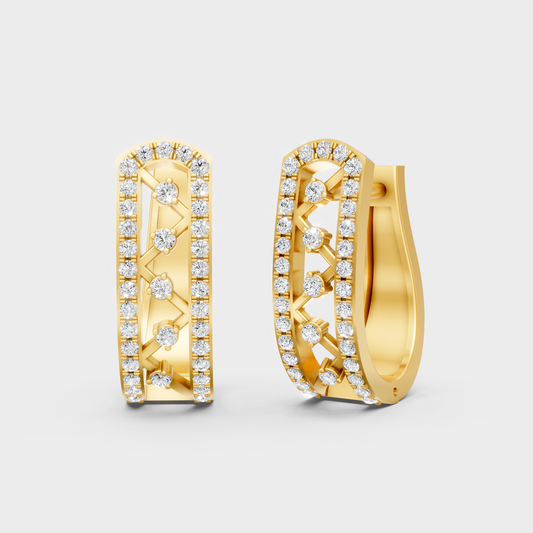 0.39 Ct Total Round Lab Grown Diamond Hoop Earrings In Yellow Gold Elegant Jewelry