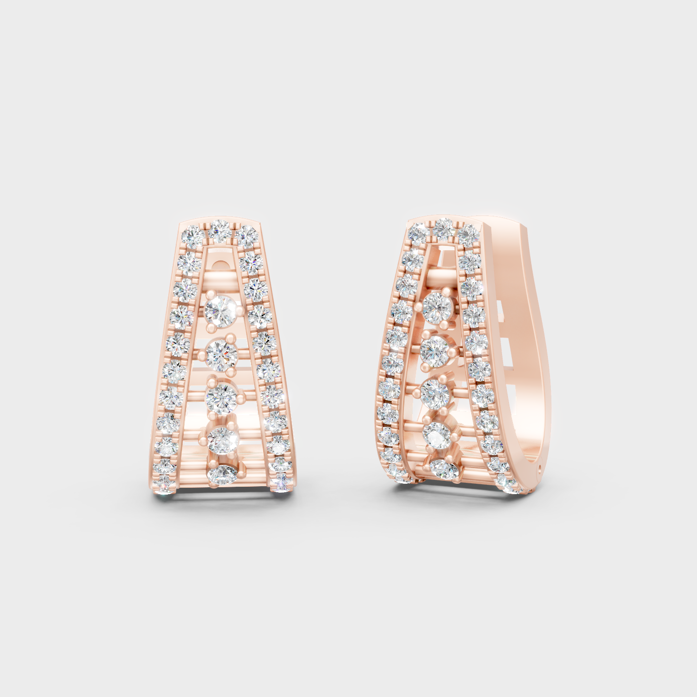 0.265 Ct Each Round Diamond Hoop Earrings Lab Grown In Rose Gold Luxury Style