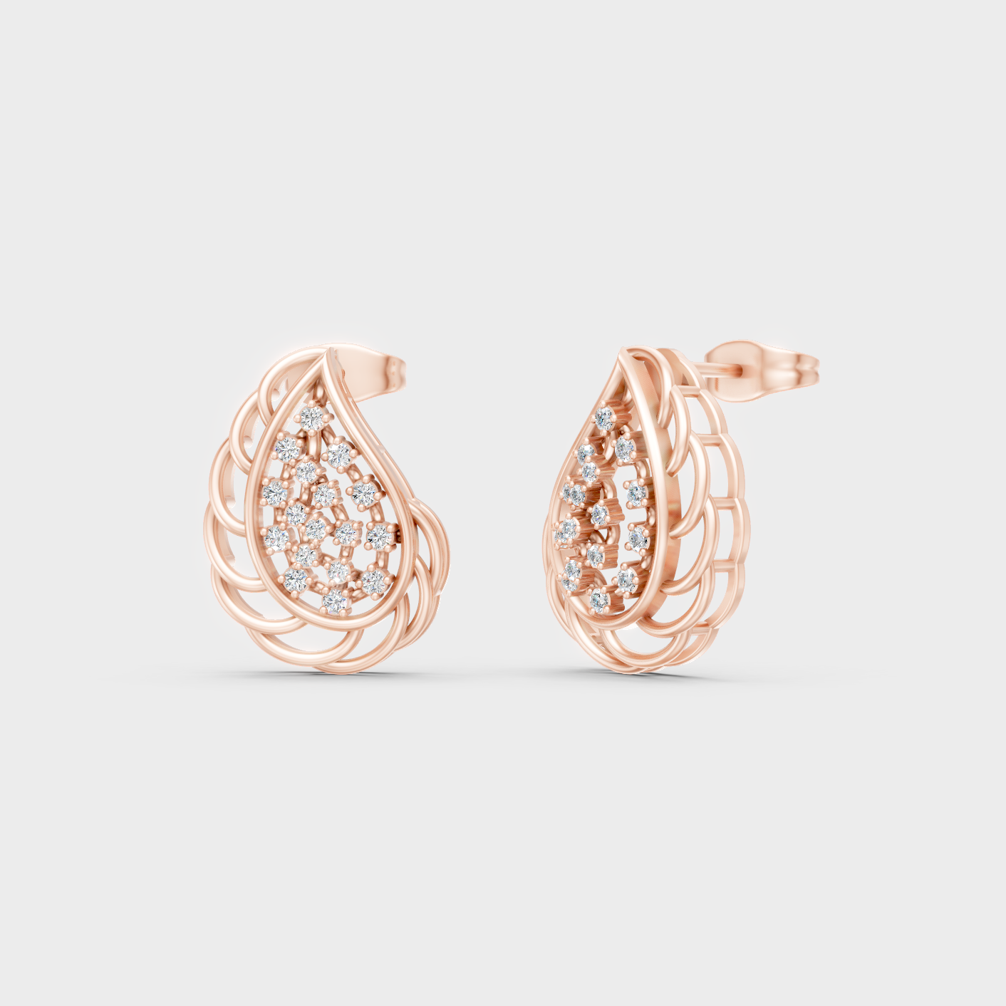 0.14 Ct Each Round Diamond Stud Earrings Lab Grown In Rose Gold Minimal Luxury