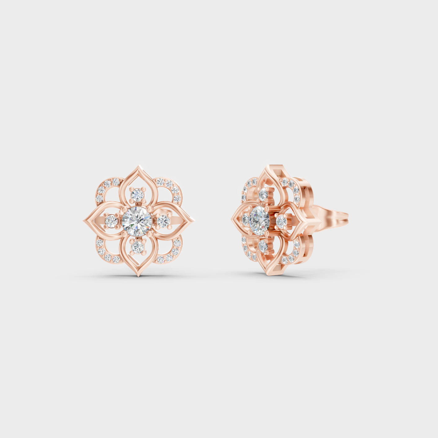 0.29 Ct Each Round Diamond Stud Earrings Lab Grown In Rose Gold Luxury Style
