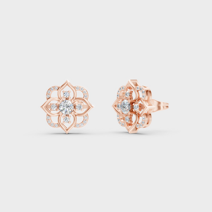 0.29 Ct Each Round Diamond Stud Earrings Lab Grown In Rose Gold Luxury Style