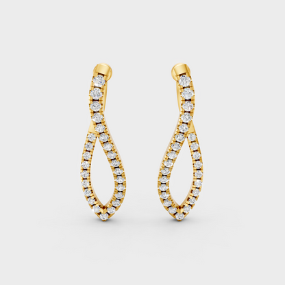Yellow Gold Lab Grown Round Diamond Drop Earrings 0.79 Ct Luxury Gift Jewelry