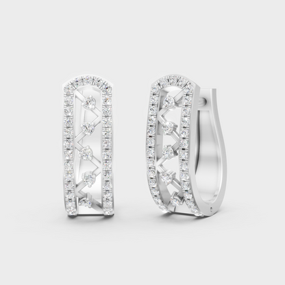 White Gold Round Diamond Hoop Earrings 0.39 Ct Modern Minimal Luxury