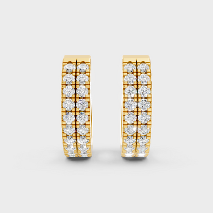 Elegant Yellow Gold Round Diamond Hoop Earrings 0.36 Ct Lab Created Everyday Wear