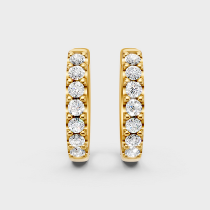 Elegant Yellow Gold Round Diamond Hoop Earrings 0.70 Ct Lab Created Fine Jewelry
