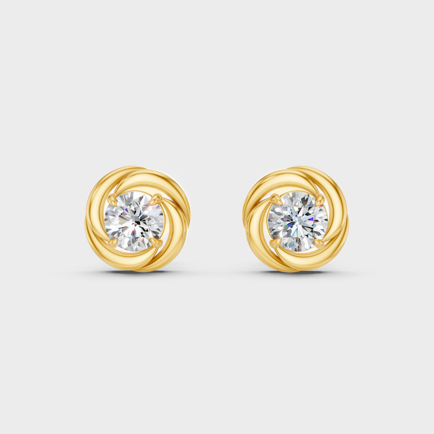 0.50 Ct Total Round Lab Grown Diamond Stud Earrings In Yellow Gold Elegant Jewelry