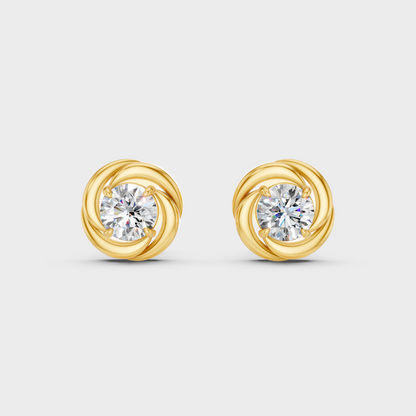 0.50 Ct Total Round Lab Grown Diamond Stud Earrings In Yellow Gold Elegant Jewelry