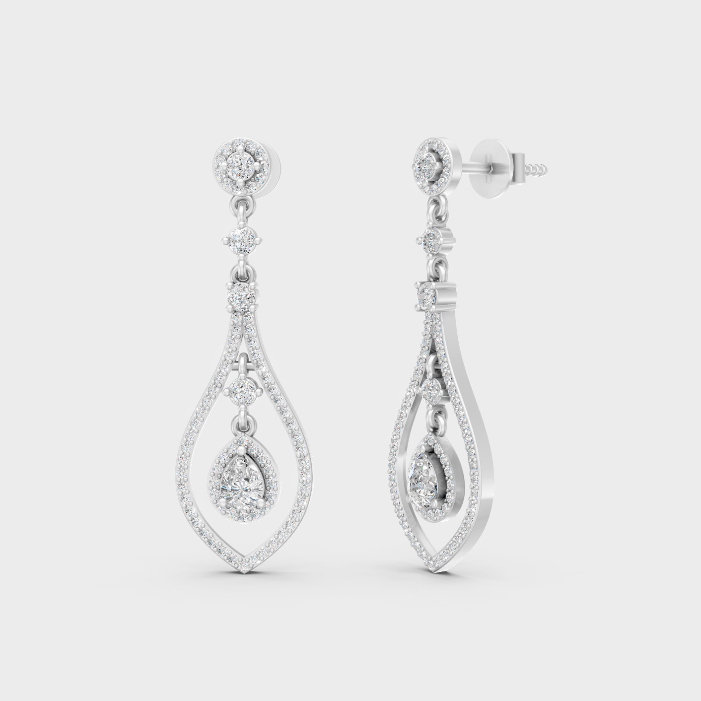 White Gold Diamond Drop Earrings 1.29 Ct Modern Luxury Style