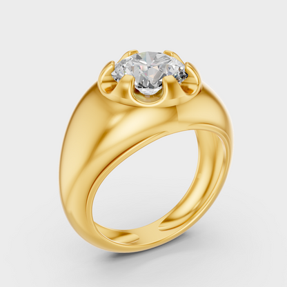 3 Carat Mens Diamond Ring In Yellow Gold Luxury Design