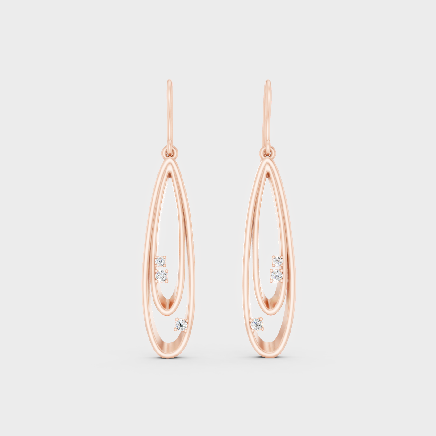 Rose Gold Luxury Round Diamond Drop Earrings 0.11 Ct Lab Grown Everyday Look