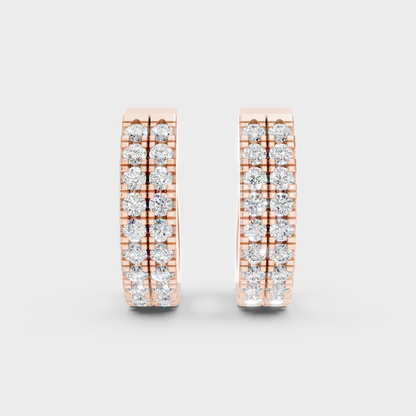 Rose Gold Luxury Round Diamond Hoop Earrings 0.36 Ct Lab Grown Simple Elegance