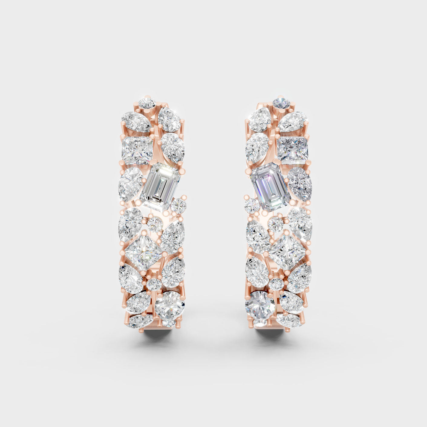 Rose Gold Multi Shape Diamond Hoop Earrings 0.80 Ct Ethical Lab Grown Jewelry